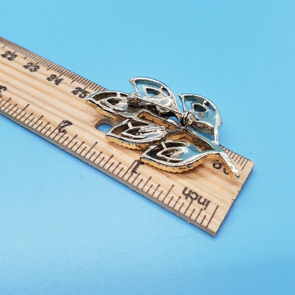 Vintage goldtone leaf branch frond brooch pin Lapel Collar Office Professional - Picture 5 of 5